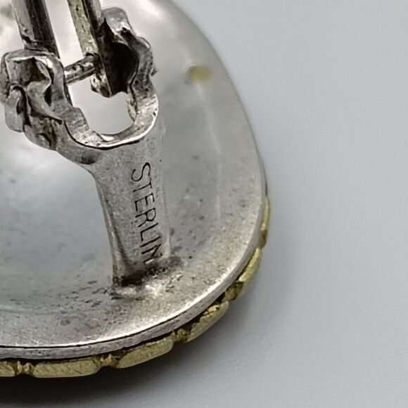 Vintage Jane Bohan Sterling Silver 925 18K Gold Clip On Modernist Earrings Rare - Picture 9 of 13